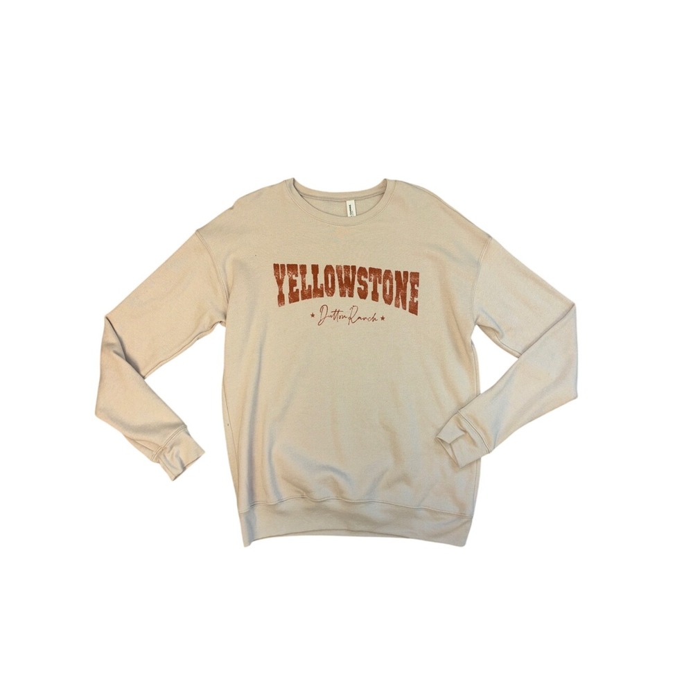 Yellowstone Dutton Ranch Crewneck Sweatshirt Cream Medium NWT fleece pullover